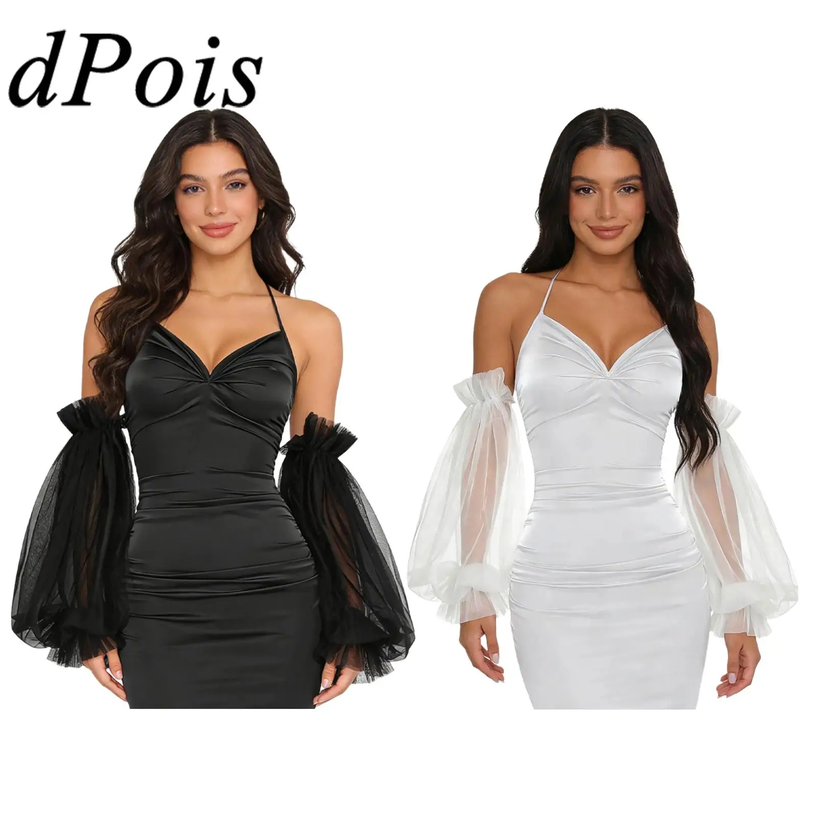 tulle-sleeves-party-gowns-accessories-ruffled-elastic-openings-sheer-tulle-lantern-sleeves-gloves-for-wedding-formal-party