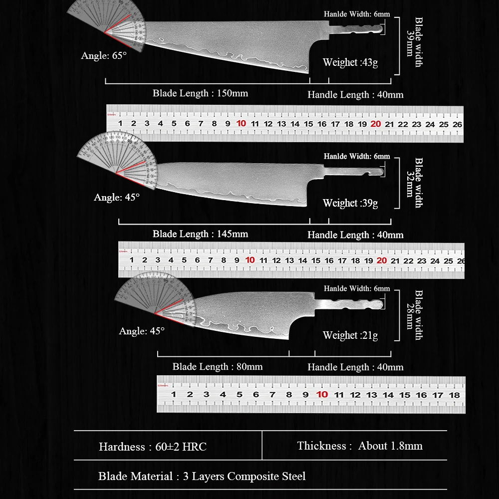 DASHWAY Japanese Hand Forged Chef Knives Full Tang Blank Blade 3 Layer Composite Steel Kitchen Knife DIY Making Handmade Knife view 6