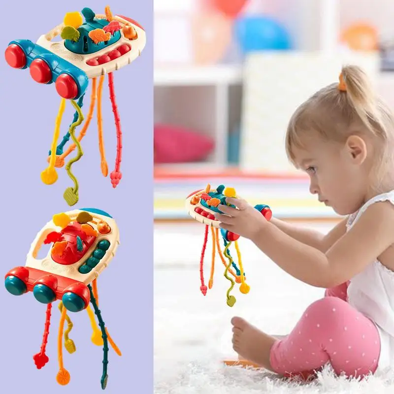 Baby Montessori Sensory Toys Pull String Development Finger Grasp Training Early Education Learning Toys Teething BPA Free