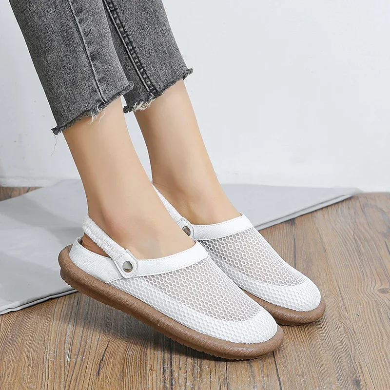 Mesh Sandalen Frauen Wohnungen Schuhe Sommer Maultiere Hausschuhe Sport Wandern Casual Halbe Hausschuhe Mode Dias Zapatillas Mujer