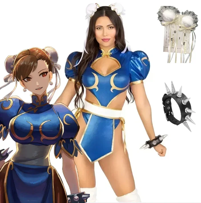 Chun Li Cosplay Costume Anime Street Fighter Women Identical Christmas Clothes Outfit Sexy Role Play Outfit New Year Suit