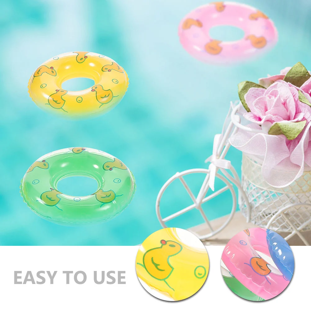 20 Pcs Floaty Inflatable Swimming Ring Water Pool Miniature House Decors Baby Dollhouse