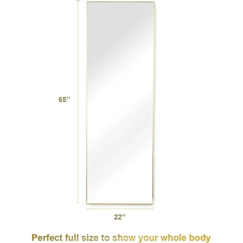 Full Length Mirror, Floor Mirror, Standing Mirror, Leaning   Full Body Bedroom  with Black Aluminium Frame  65