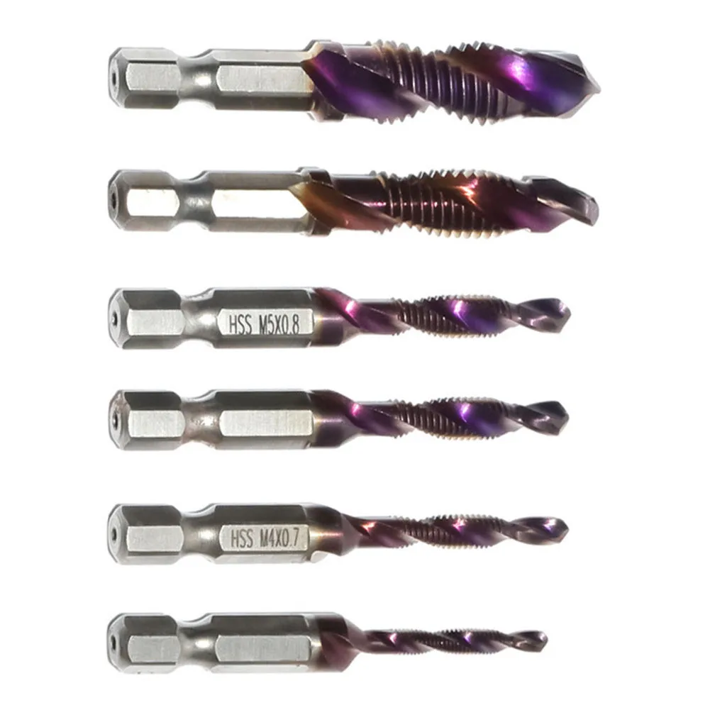 Torneira Composta para Perfuração e Tapping, HSS Screw Bit, Torneira Composta, Hex Shank