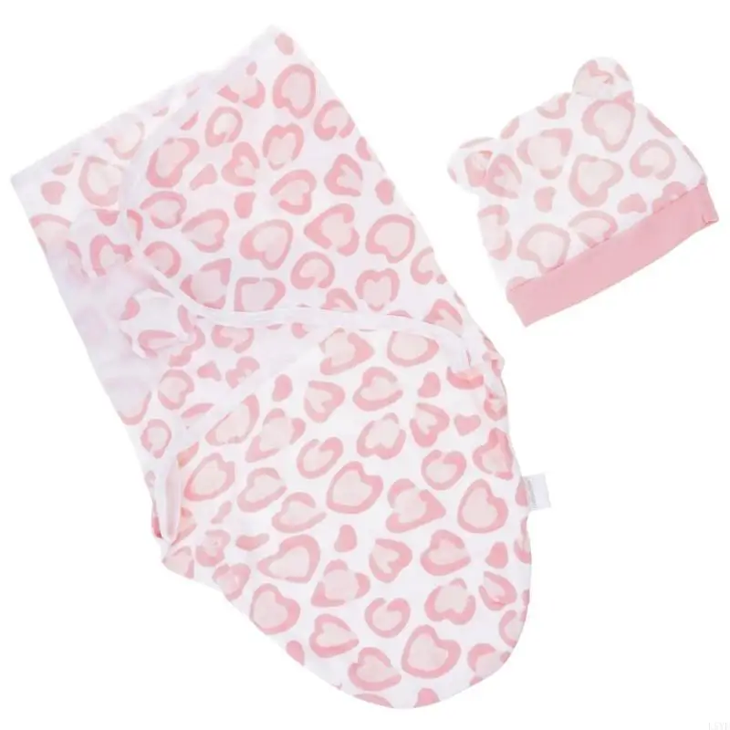 L5YF Baby Wrapping Blanket Boys Girl Brimless Hat 0-6M Newborns Wrap Blanket Hat