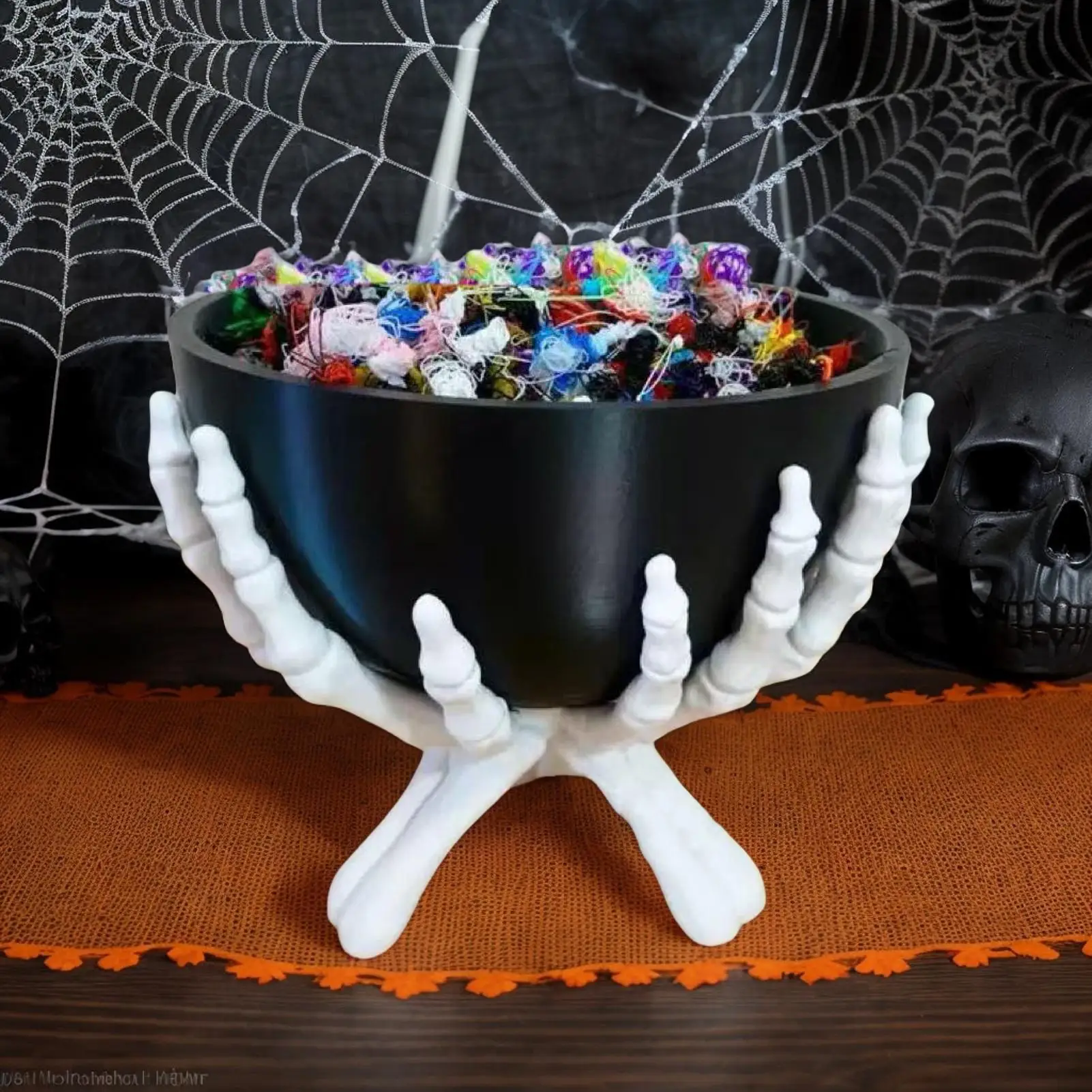 

Чаша для конфет на Хэллоуин, готический скелет, держатель для хранения конфет в форме руки, страшные украшения для Хэллоуина, органайзер для конфет