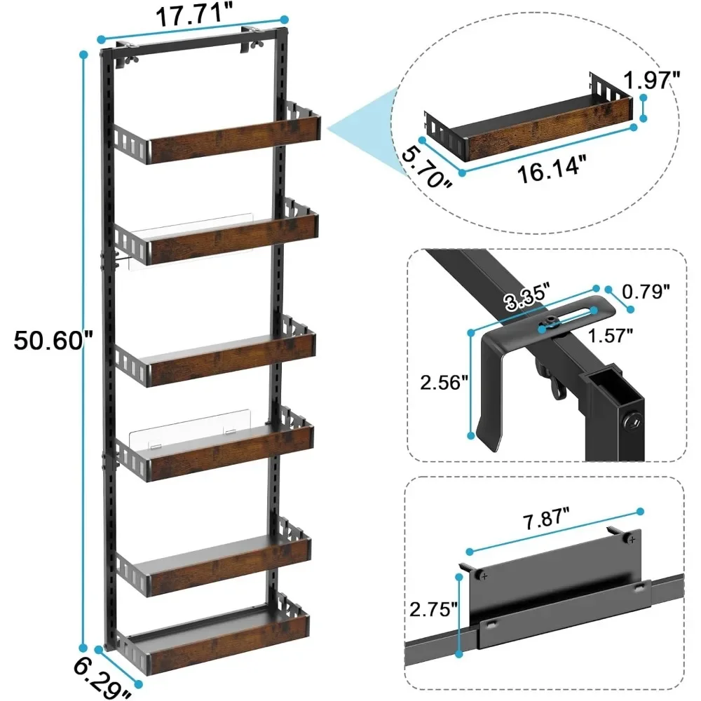 %a Over the Door Pantry Organizer, 6-Tier Adjustable Wooden Basket Kitchen Pantry Door Organization and Storage