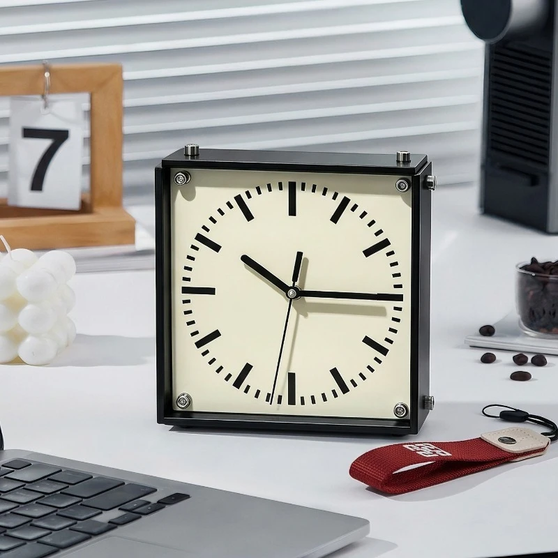 Small Table Clocks Modern Simple Three Dimensional Table Clocks Nail Acrylic Silent Durable Desk Clock Bedroom Decoration