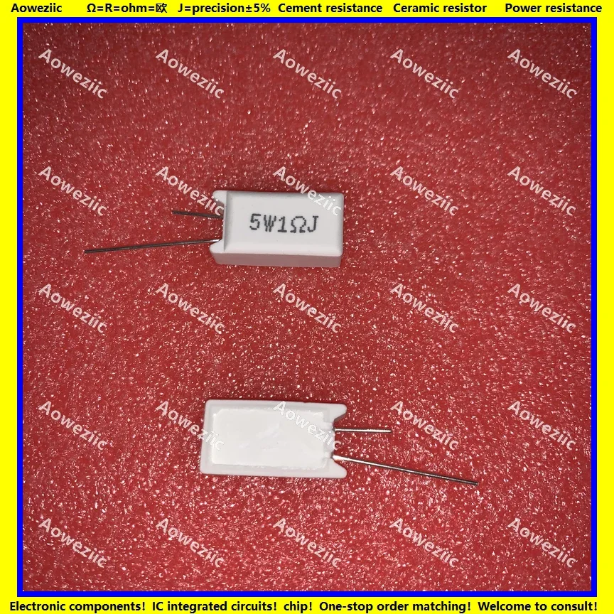 10Pcs RX27-5 Vertical Cement Resistance 5W 1 ohm 1R 1RJ 5W1R 5W1RJ 5W1ohm 1 watt Ceramic Resistance precision 5%
