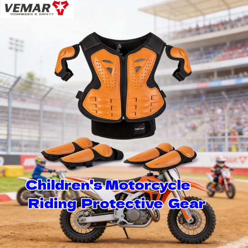 Children Racing Motocross Armor Spine/Kids Boys Girls Anti-Fall Bicycle Chest Vest/Motorcycle Riding Elbow Knee Protective Gear