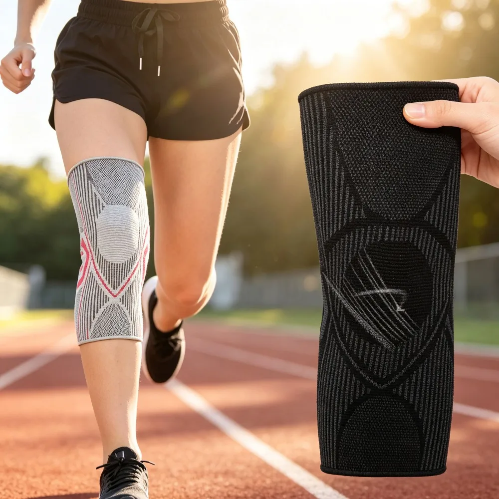 Silicone Anti Slip Compression Knee Sleeve Professional Sports Knee Brace Pad Joint Support for Meniscus Pain Injury