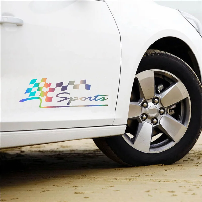 1Pc Car Eyebrow Sticker Sport Flag Design Waterproof Universal Fit for BMW VW Audi Tesla SUV Sedan Exterior Decal view 2