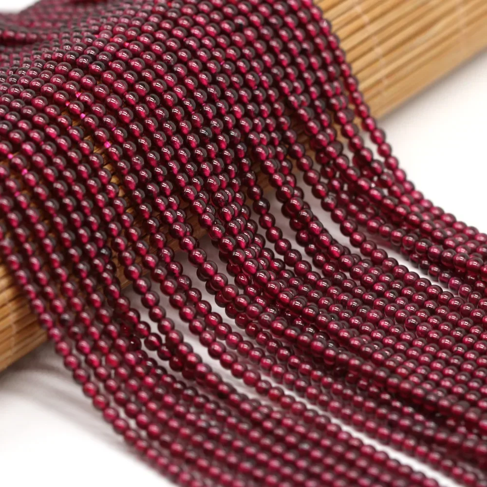 Garnet Beads Natural Stone Isolation Beads2/3/4/mm Smooth Beads For Jewelry Making DIY Earrings Bracelet Necklace Accessories