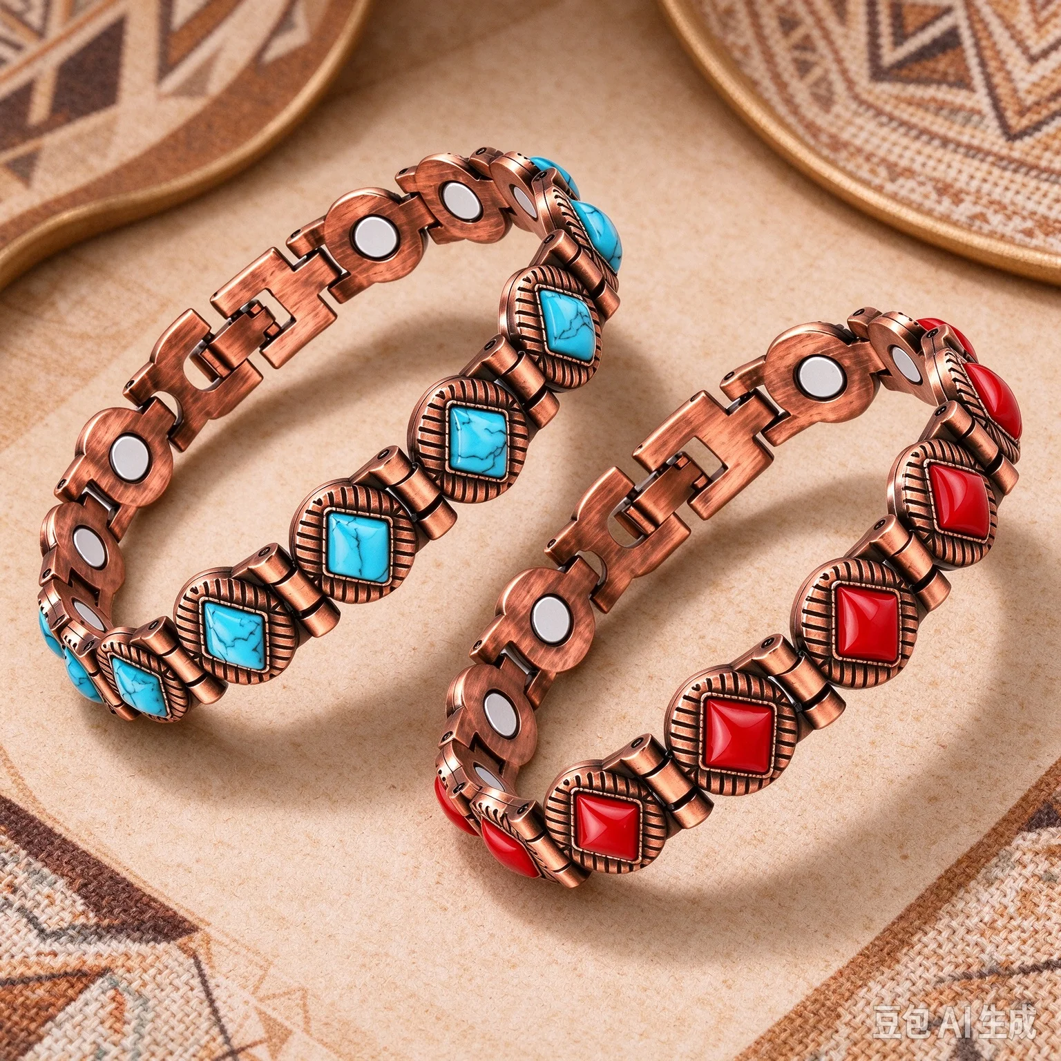 Black fashion 3500 Gauss vintage magnetic bracelet Bohemian bracelet suitable for festivals, Halloween, Christmas jewelry gift