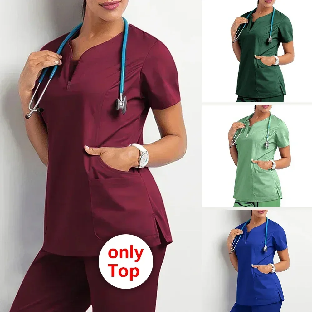 Surgical Uniform Women's Scrub Set Medical Nurse Beauty Salon Top Overalls Clinical Scrub Top Spa Doctor Care Waist Set