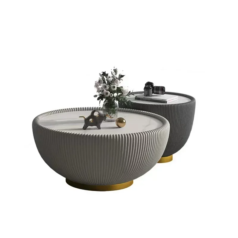 Mesas de centro minimalistas y modernas de lujo para sala de estar, mesa auxiliar de sofá de diseño creativo, mesa central redonda de tablero de roca, muebles