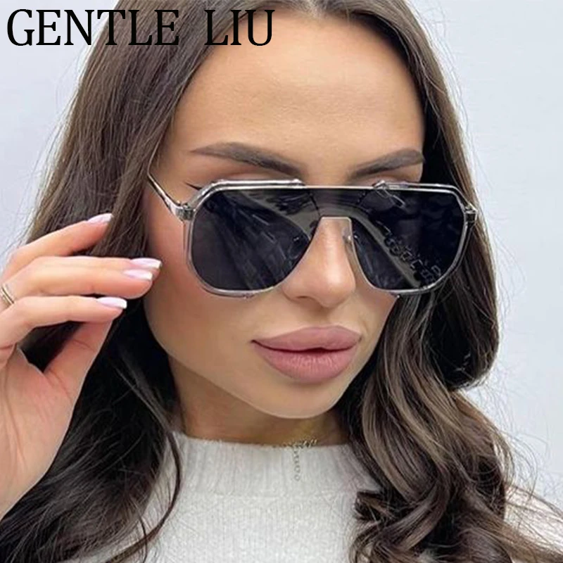 

Oversized Punk One-Piece Sunglasses Men Women 2024 Luxury Brand Square Double Beam Sun Glasses For Male Outdoor Eyewear UV400