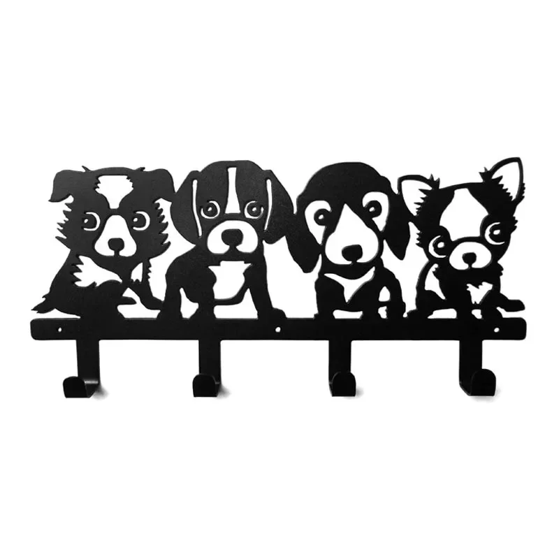 

Cute puppy coat Iron creative hook Key Decorative Hooks 4 Row Hook Coat rack Living room toilets hooks Wall decoration