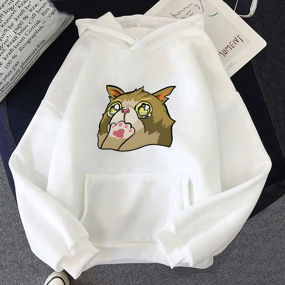 Hit Hatcher's Cat Hoodie Valorant Acrylic Graphic Printing Harajuku Kawaii Sweatshirt With Pocket Cartoon Clothes Casual Hoody