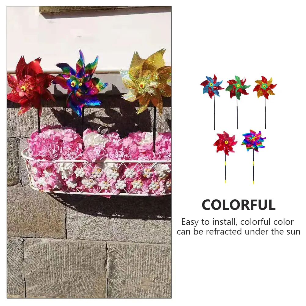 

5Pcs Reflective Windmill Bird Repeller Outdoor Birds Scarer Durable Pet Material Garden Anti Bird Nesting Device