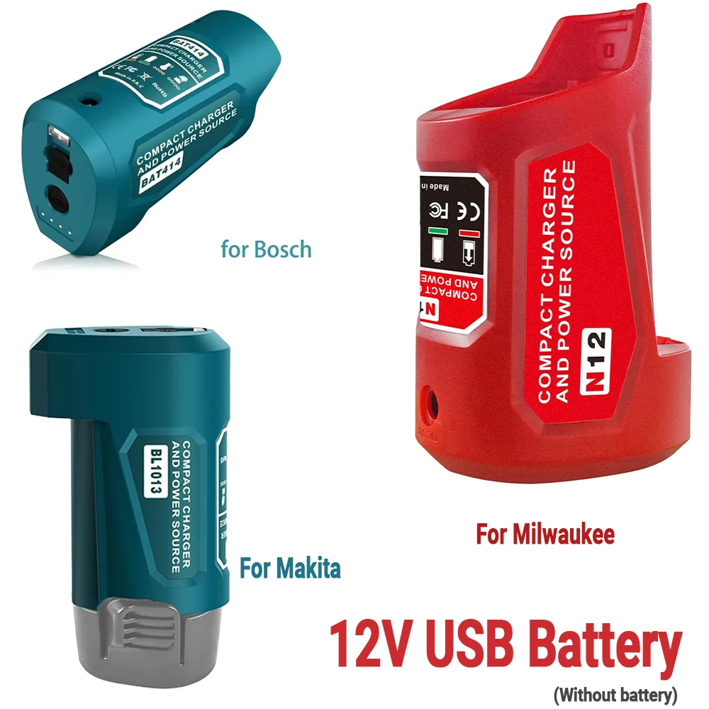 

USB Power Source Charger Adapter for Makita/Bosch /Milwaukee 10.8 V 12V Lithium Battery Charing Port for Heated Jackets Battery