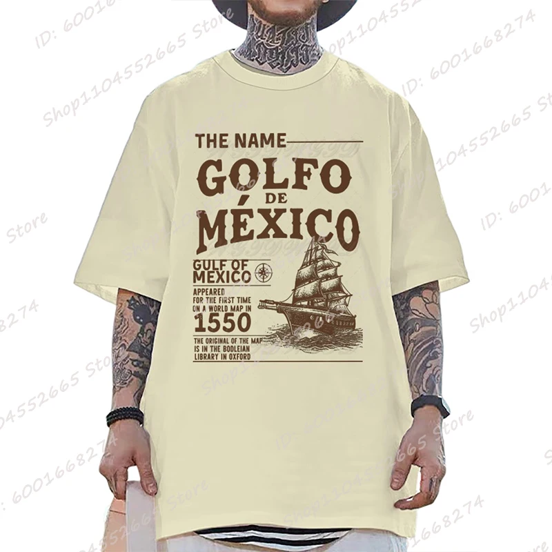 The Name Golfo De Mexico Gulf Of Mexico Print Tee Shirt For Women/Men Summer Short Sleeve O Neck T Shirt Creative Oversized Tops