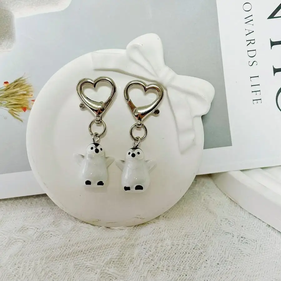 1/5/10/20/50/100pcs 3D Penguin Love Keychain Set - Resin Charms, Heart Card Holder, Cute Couple - Ideal Valentine's Gift for Han view 2