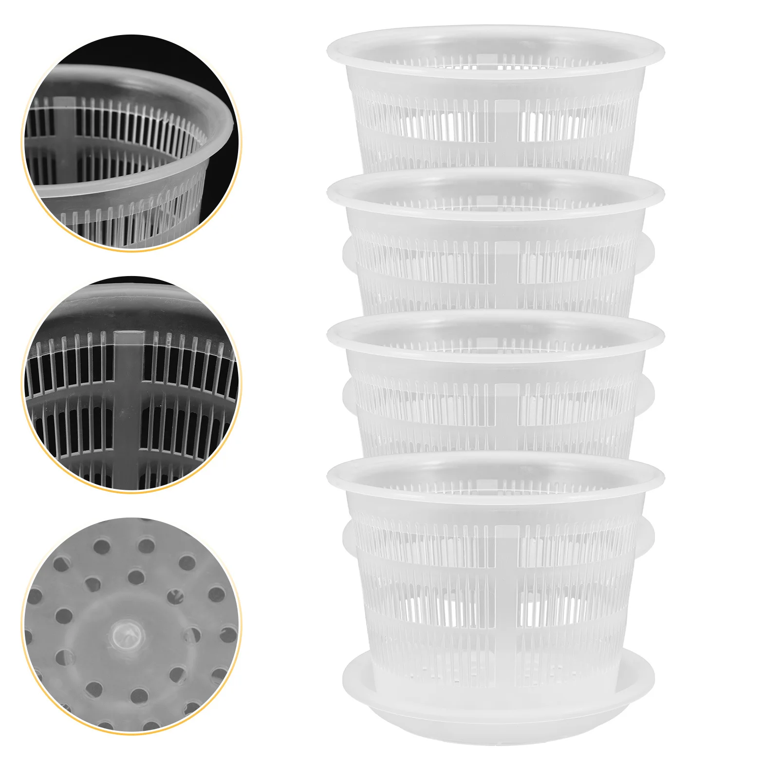 

4Pcs Plastic Orchid Pots Durable Succulent Planters Indoor Garden Balcony Decor Multiple Drainage Holes Gift Idea