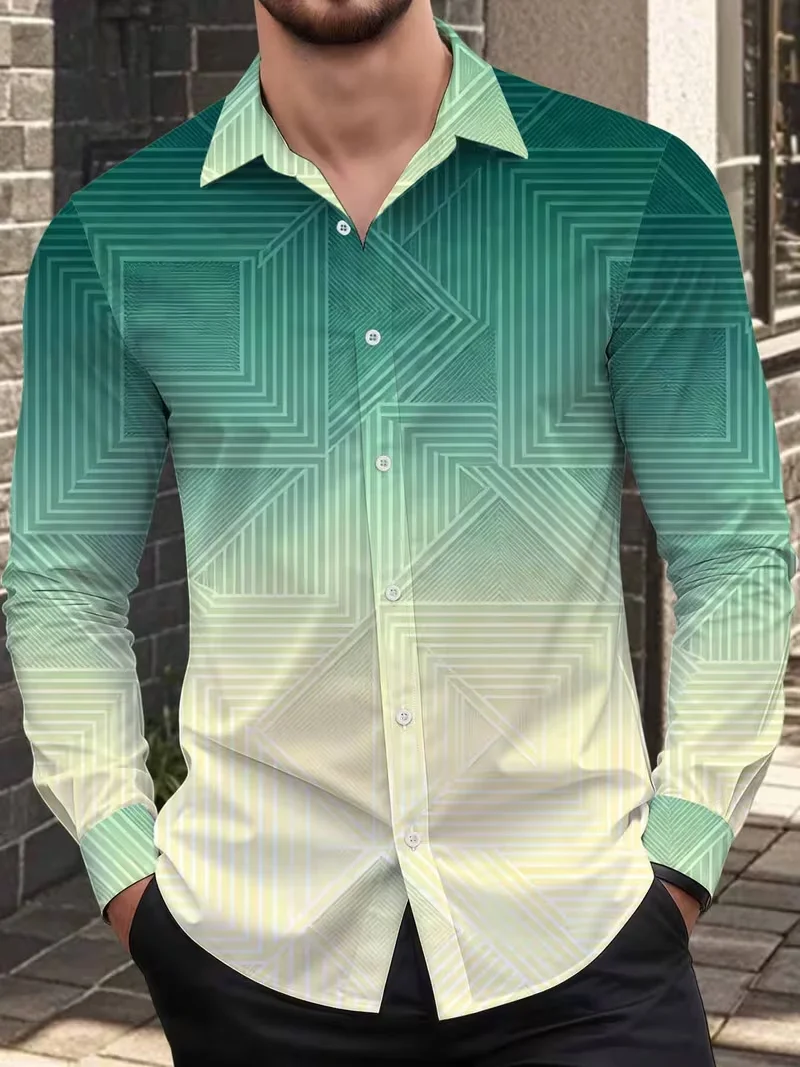 Men's 3D Color Paint Splash Drip Art Print Long Sleeve Shirt Lapel Button Down Casual Dress Shirts Fashion Streetwear Plus Size