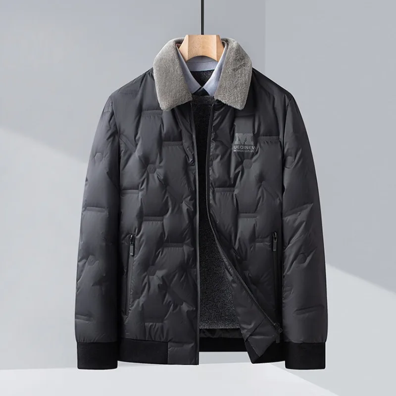 Manteau coupe-vent en duvet de canard blanc pour homme, coupe couvertes, col en fourrure, poignées amovibles, 90% duvet de canard, manteau
