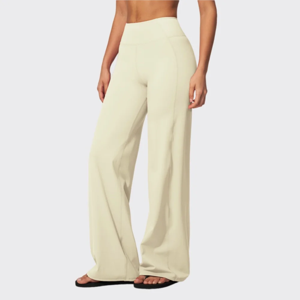 Pantalones deportivos de cintura alta y ajuste holgado para mujer, leggings de yoga de color liso, transpirables, con efecto push-up, para gimnasio, entrenamiento, correr, fitness, pantalones acampanados