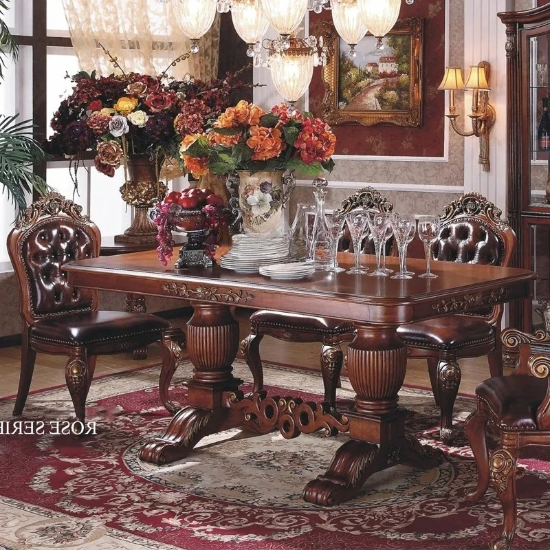 

American solid wood dining table and chairs, European high-end solid wood dining table and restaurant furniture customizati