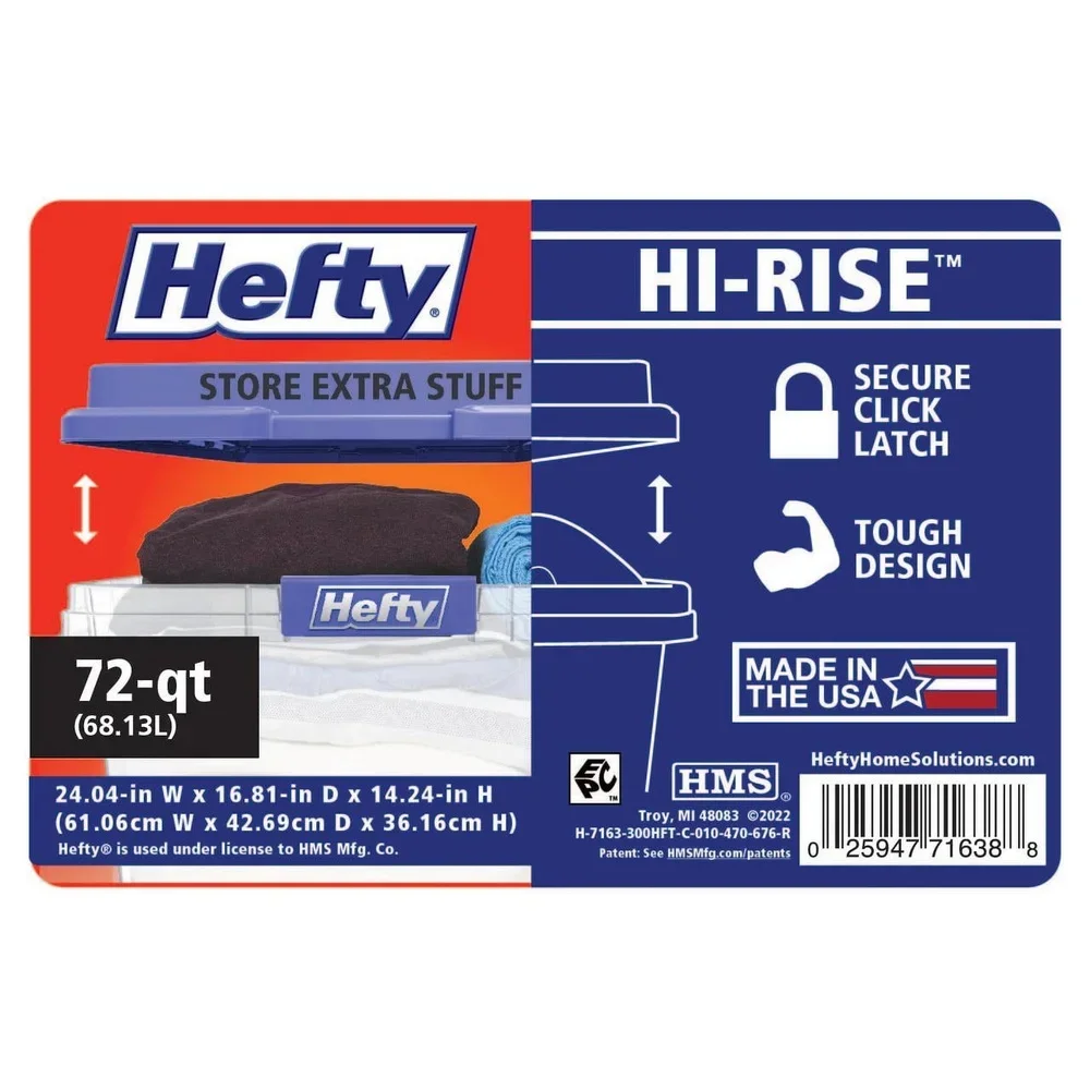 72 Quart Clear Plastic Storage Bin Stackable with Lid Durable Organizer for Magazine Newspaper