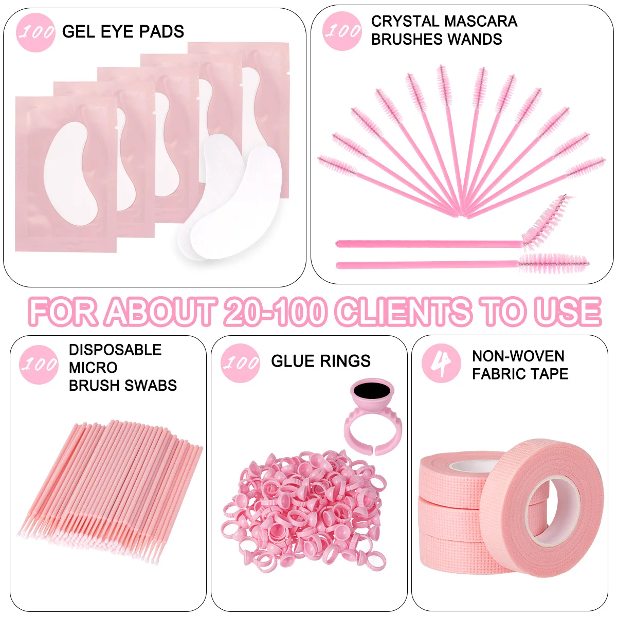 Zestaw do przedłużania rzęs jednorazowe szczoteczki do rzęs różdżki do tuszu do rzęs przepaska na oko aplikator taśma do szczepienia rzęs narzędzie do makijażu