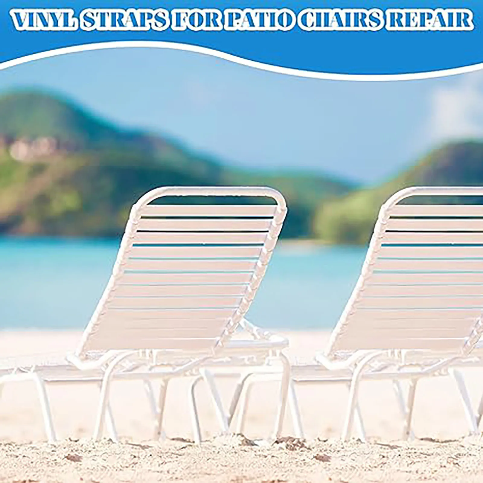 Chair Vinyl Strap DIY Easy to Install with 20 Rivets 2" Wide x 10ft Long Lawn Chair Repair Straps for Lawn Outdoor Patio Chairs