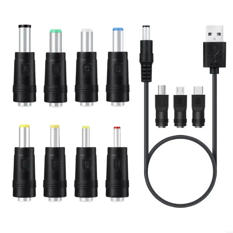 T5EA Handy-Lüfter, Lautsprecher, Router, LED-Lampe, USB auf 5,5 x 2,1 mm, 3,5 mm, 4,0 mm, 4,8 mm, 6,4 mm