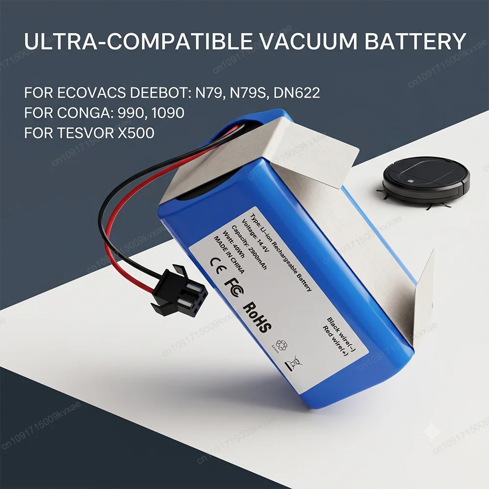 14.4V 6800mAh Li-ion Battery for Eufy RoboVac 11S 15C 30 30C for Ecovacs Deebot N79 N79S for Shark RV750 Vacuum 3-Pin Plug