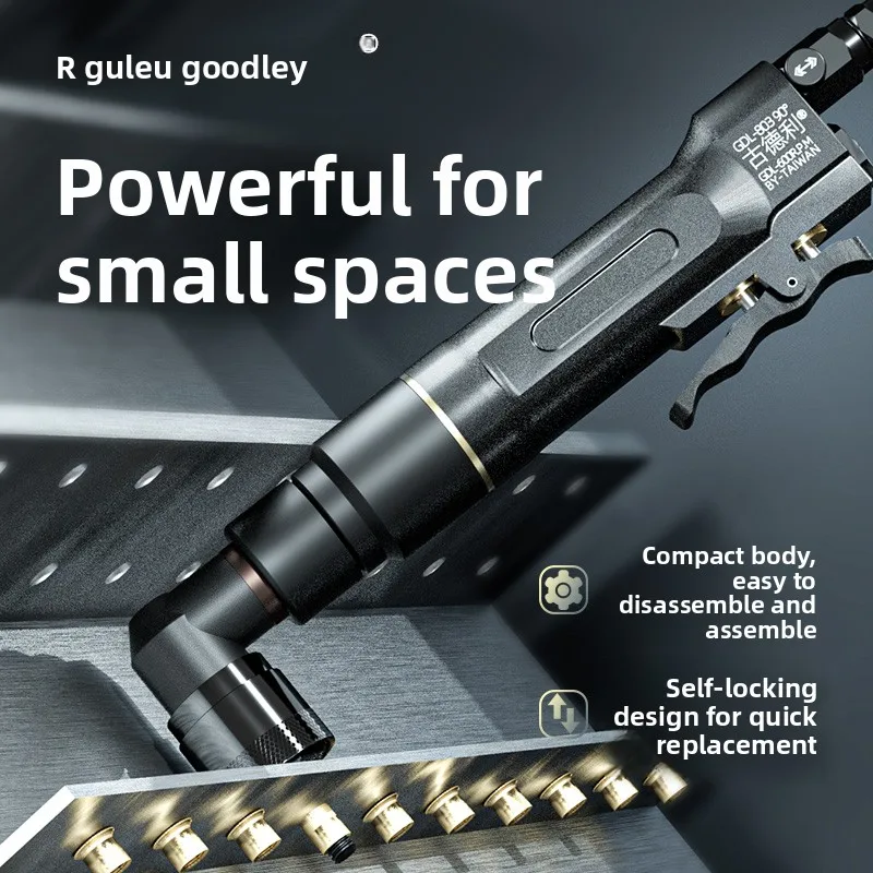 Straight Elbow Pneumatic Nut Gun, Nut Riveting Gun, 90-Degree Right-Angle Nut Pulling Gun, Riveting Nut Tool