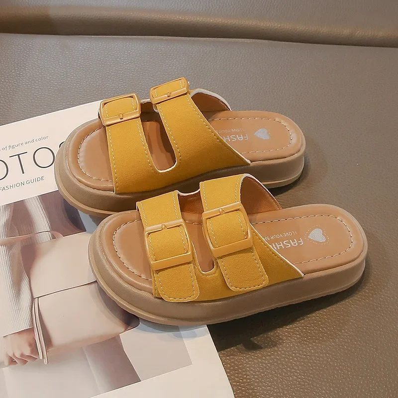 

Kids Beach Shoes Outdoors Open Toes Versatile Girls Slippers Non-slip Soft Sole 2025 Summer New Children Sandals Sweet Ins Trend