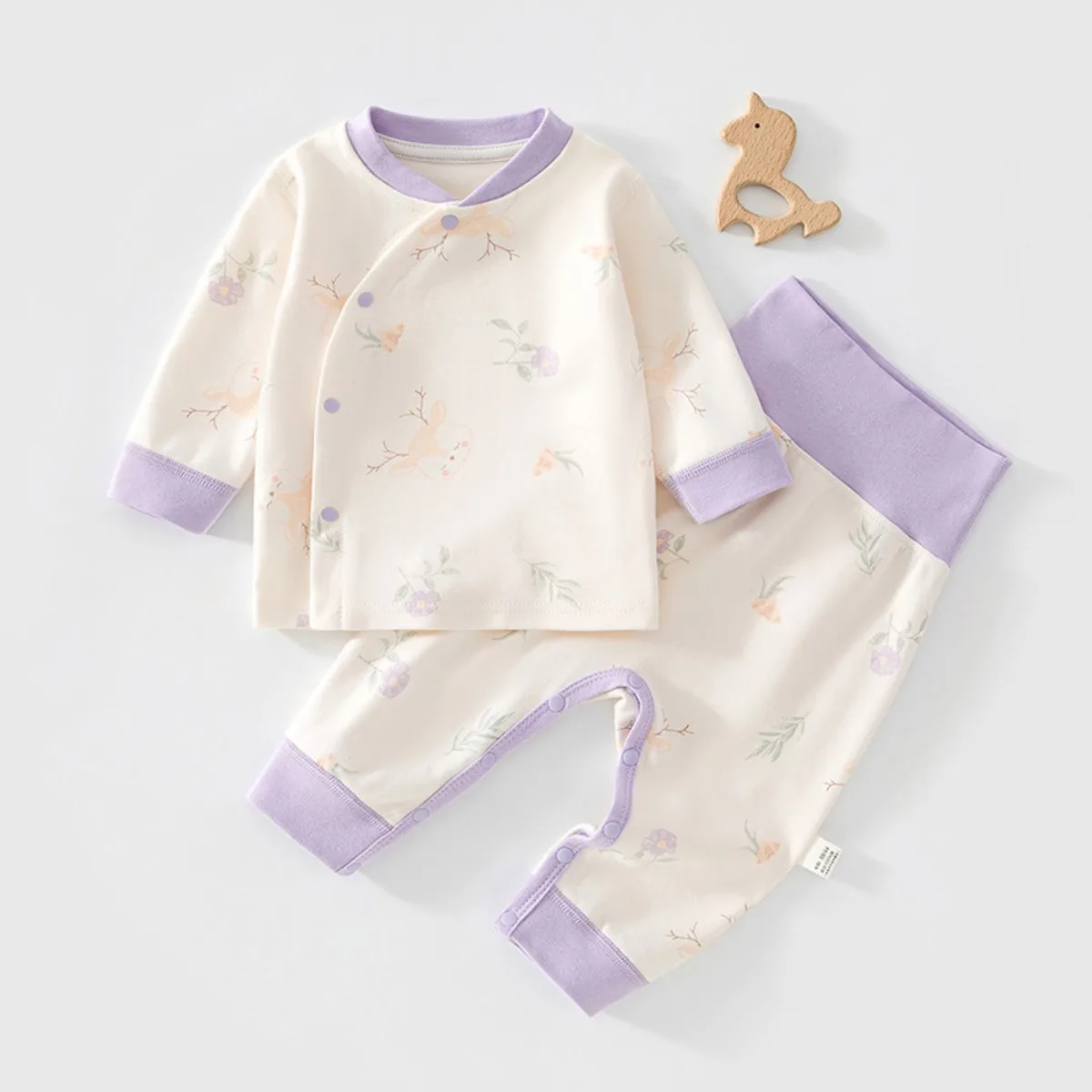 Soft Pure Cotton Baby Clothing Set Breathable Infant Sleepwear High Waist Belly Protection Top Pants for Boys Girls 0-18 Months