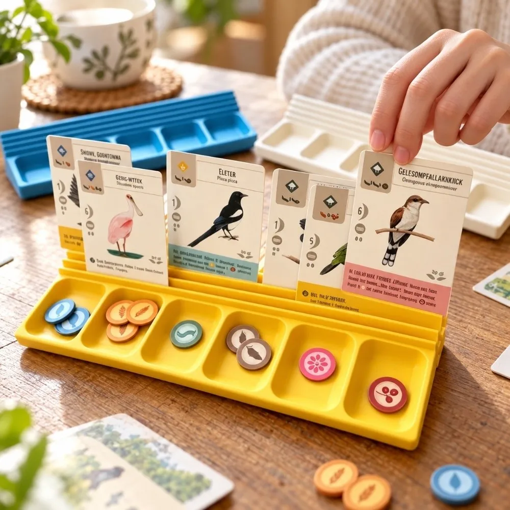 Plastic Board Game Card Storage Tray Integrated 6 Grids Game Piece Organizer Space Saving Board Game Sorting Tray