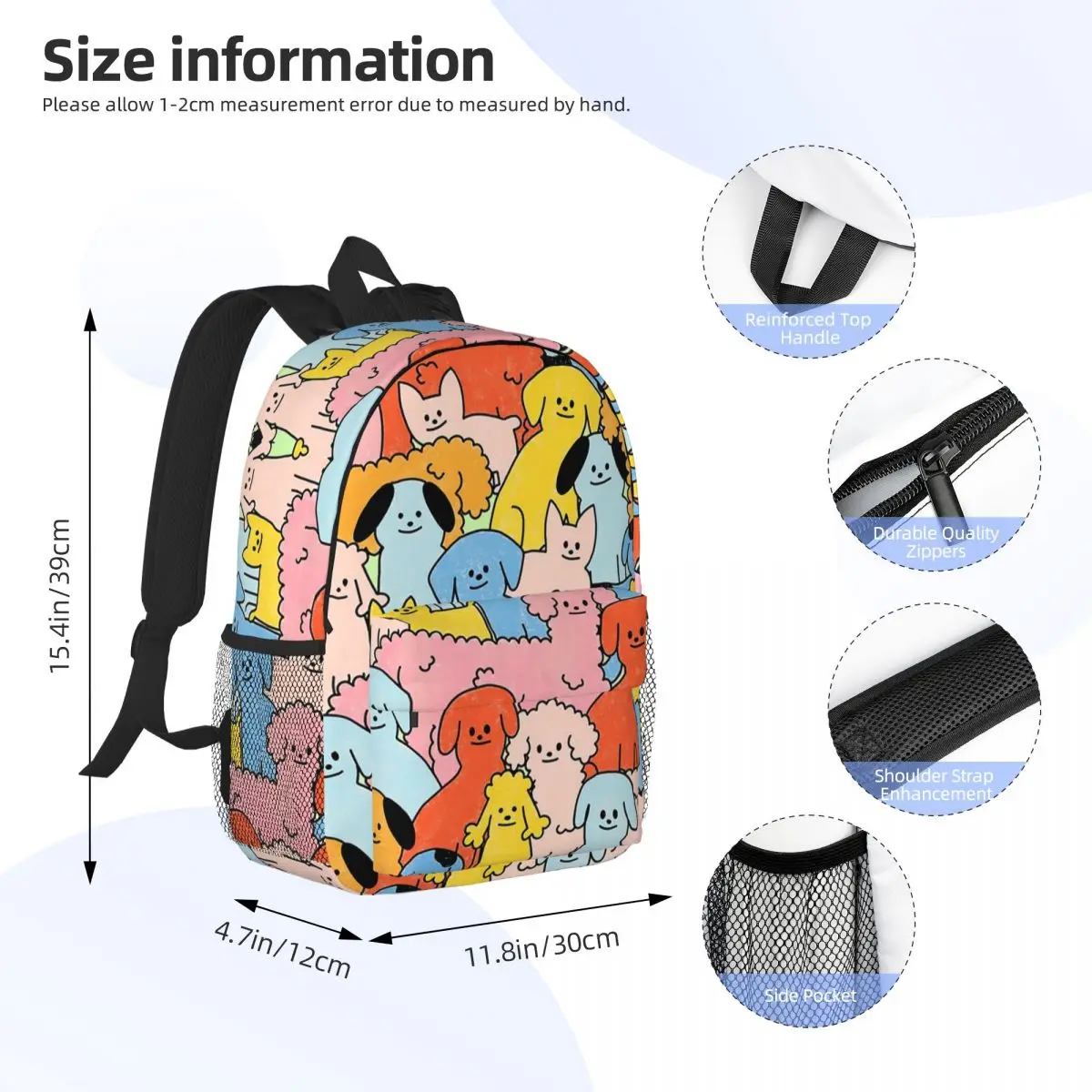 Pup Rally - The Peach Fuzz Backpacks Boys Girls Bookbag Cartoon Students School Bags Travel Rucksack Shoulder Bag Large Capacity