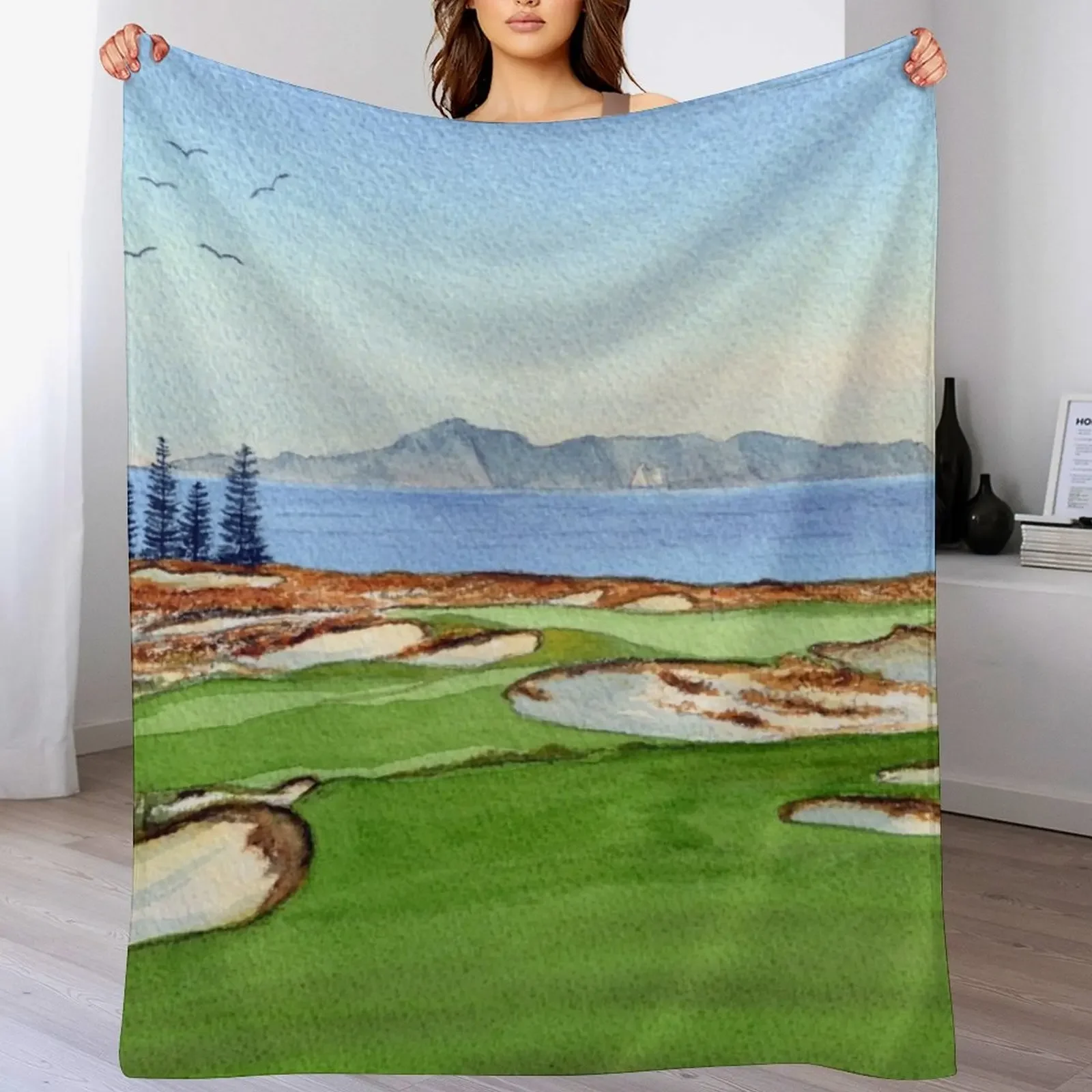 

Tara Iti Golf Course New Zealand 17th Hole Throw Blanket Sofas Baby blankets ands blankets and throws Blankets