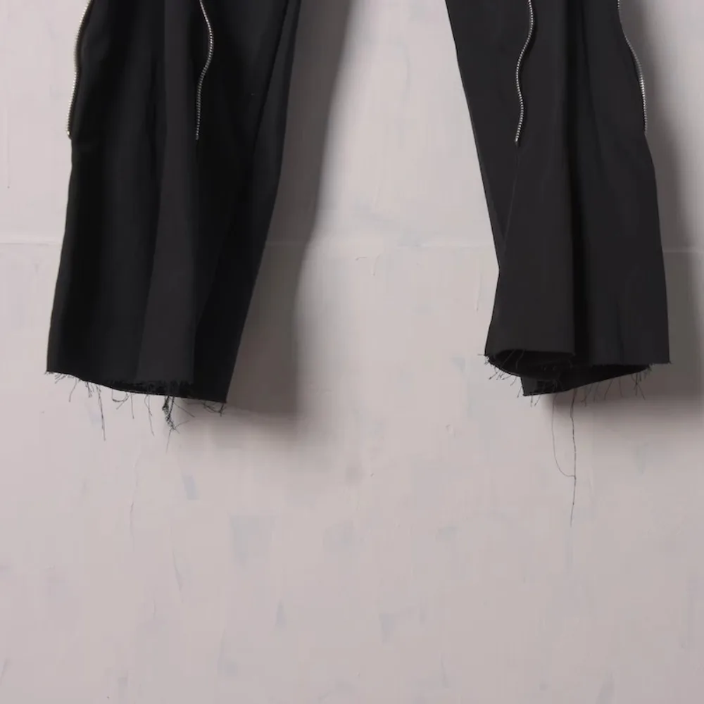 RO High Street Side Zipper Slit Micro Horn Casual Pants Men's Trendy Brand Loose Straight Tube Hanging Long Pants Fashionable
