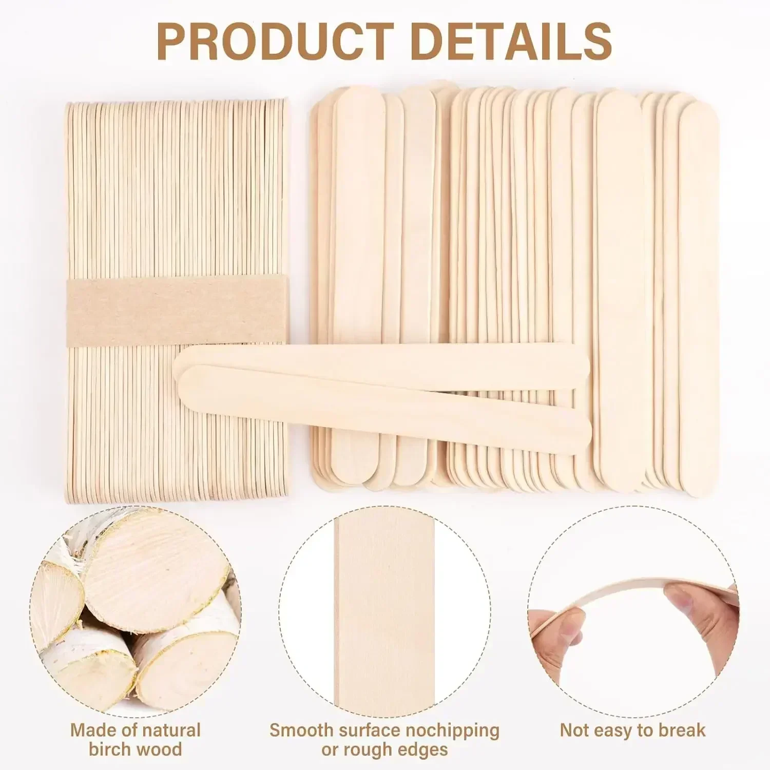 10/30/50/100/200PCS  Large Wooden Wax Sticks, 6-Inch Wood Waxing Sticks Wax Spatulas Applicator, Wood Craft Sticks for Body Hair