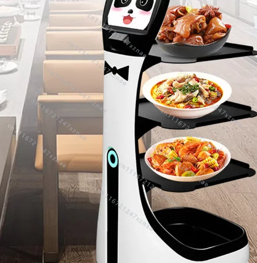 Automatic Serving Dish Passing Welcome Waiter，Pangolin Panda Intelligent Food Delivery Robot Hotel Restaurant Multifunctional
