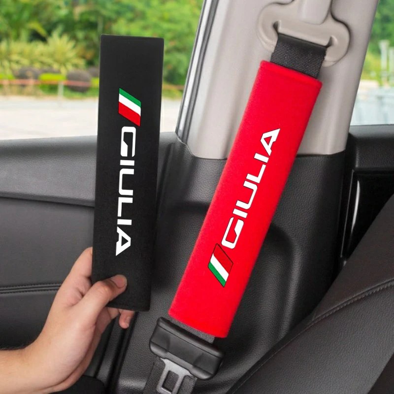 

2pcs Car Seat Belt Cover Shoulder Pads Auto Interior Decoration Accessories Case For Alfa Romeo GIULIA Car Accessories