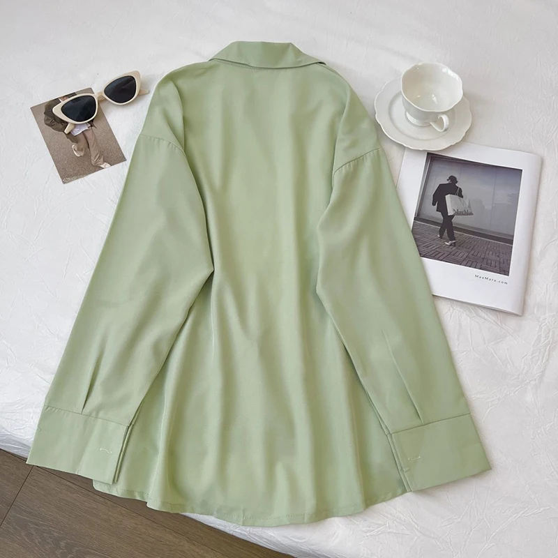 الصيف رقيقة الشيفون واقية من الشمس بلوزة المرأة الصيف فضفاضة طويلة الأكمام زر قمصان الكورية شيك كسول نمط التلبيب القمم جديد