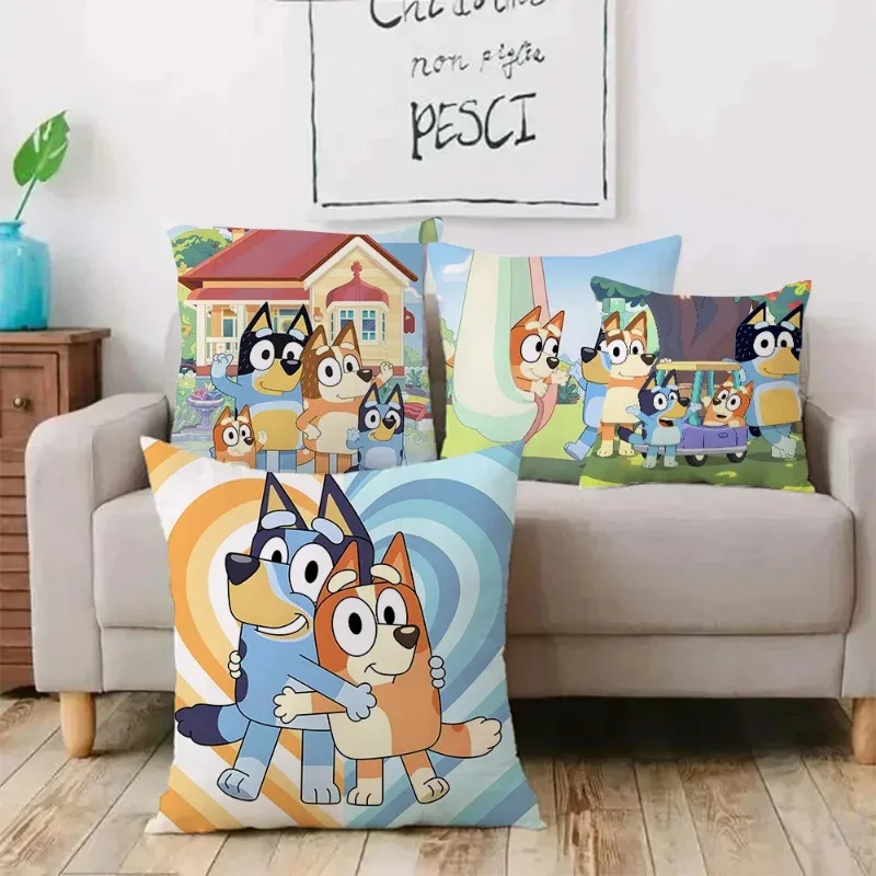 Pillow Covers Cartoon For B-Blueys Sofa Decorative Home Double-sided Printing Short Plush Cute Cushion Cover