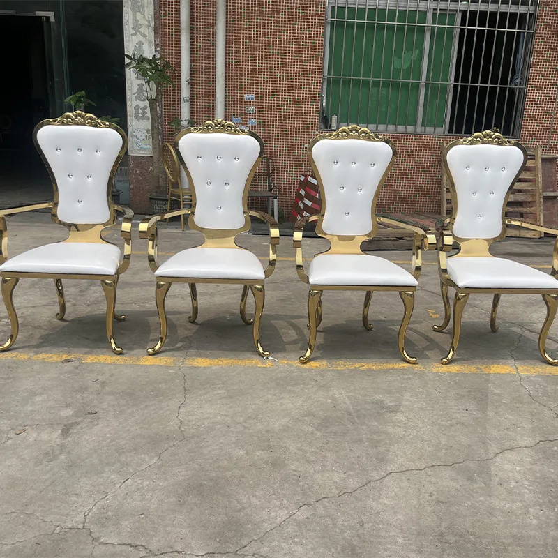 Stainless steel dining chair household back chair casual negotiation armrest restaurant banquet chair
